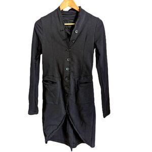 Thom/krom Black Steampunk Simple Breasted Stretchy Long Blazer Size Extra-Small